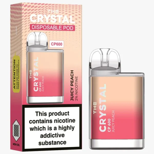 The Crystal CP600 Disposable Vape - Juicy Peach - Box of 10