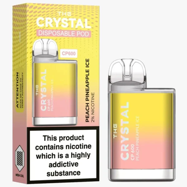 The Crystal CP600 Disposable Vape - Peach Pineapple Ice - Box of 10