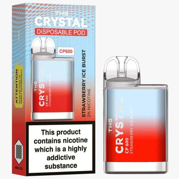 The Crystal CP600 Disposable Vape - Strawberry Ice Burst - Box of 10