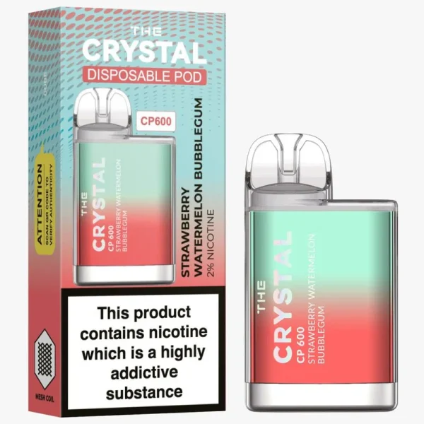 The Crystal CP600 Disposable Vape - Strawberry Watermelon Bubblegum - Box of 10